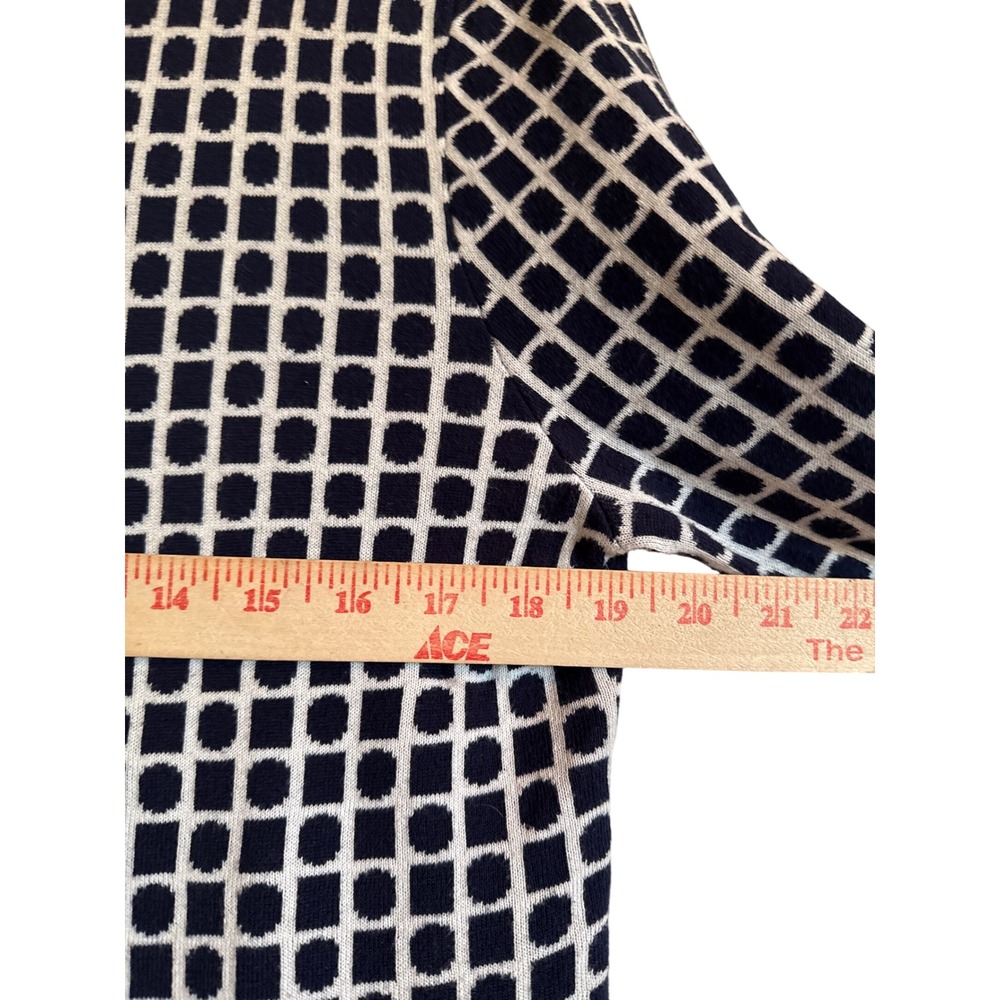 Office Approved Foxcroft Navy Geometric Knit Button Front Cardigan Sweater M - Picture 4 of 6